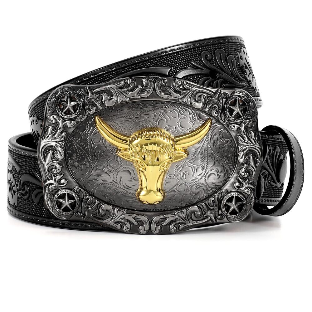 4528 Women Men Western Belts Engraved Leather Cowgirl Cowboy Belt